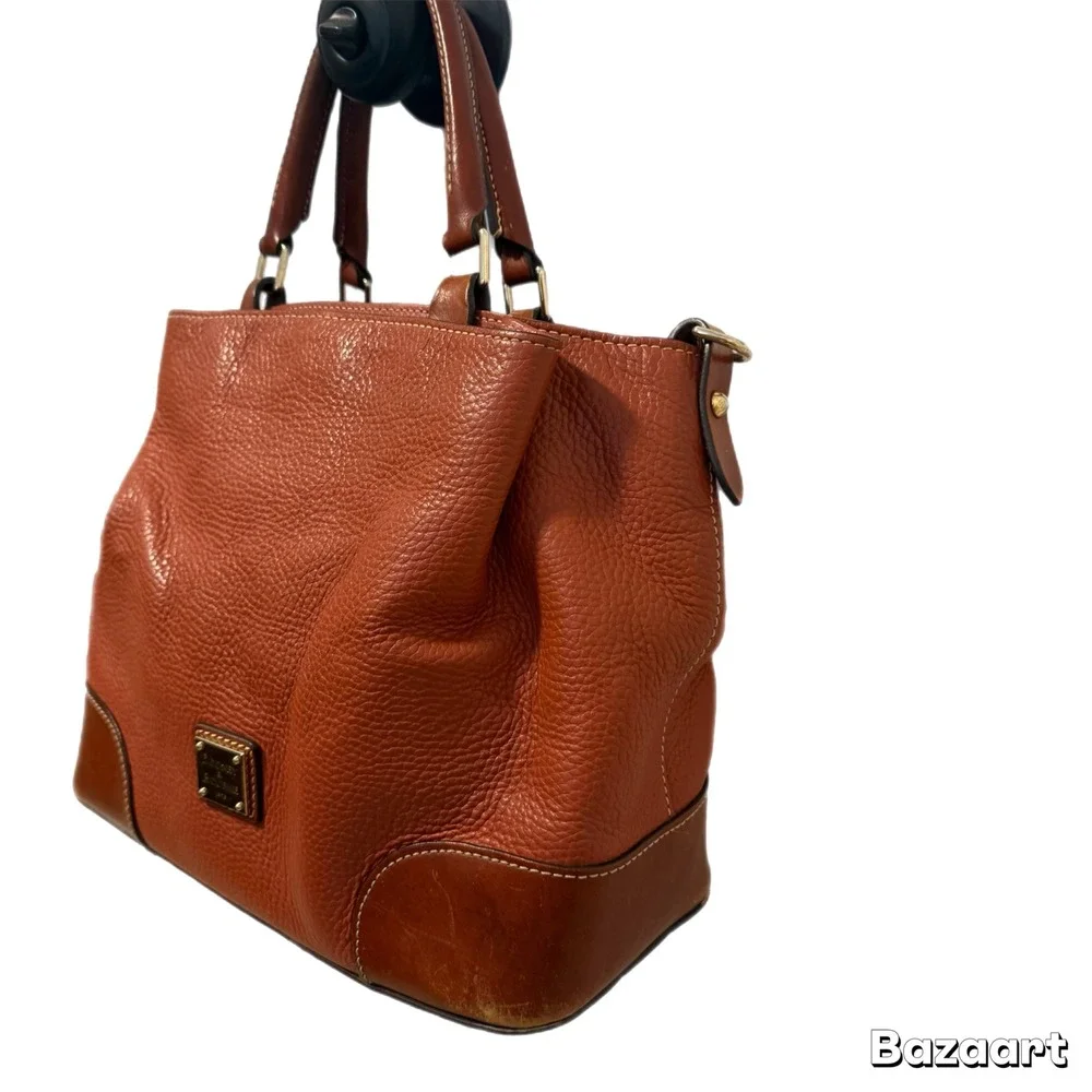 RARE Dooney Bourke Satchel Handbag Pebble Grain Leather Brenna Saddle Purse Bag